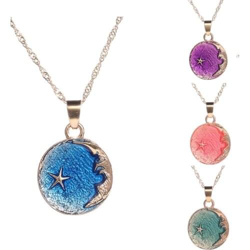 Romantic Alloy Celestial Body Creative Sky Moon Star Suspension Pendant Necklace Woman Jewelry Accessory
