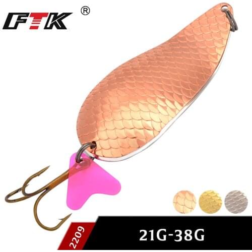 FTK new 1 PC 21g 38g Fishing Lure Spoon Noise Sequin Paillette Carp Hard Fishing Baits With Treble Hook Lure