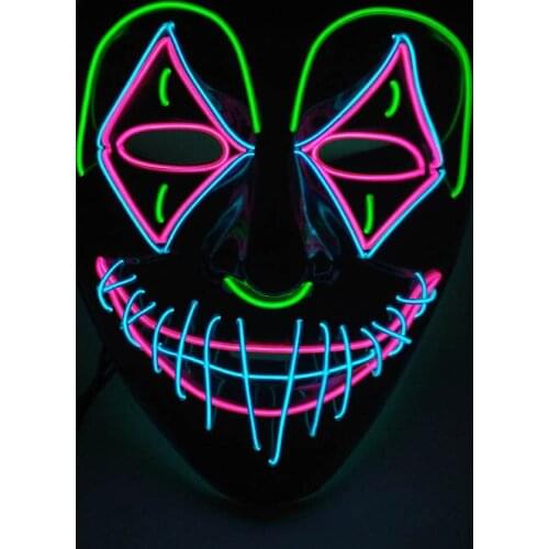 Halloween Glowing Horror Face EL Wire Mask Cosplay Party Decoration Carnival Rave Luminous LED Monster Mask