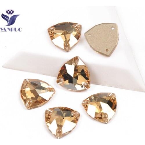 YANRUO 3272 All Sizes Golden Shadow Trilliant Flat Back Sewing Stones And Crystals Glass Strass Gold Rhinestones For Clothes