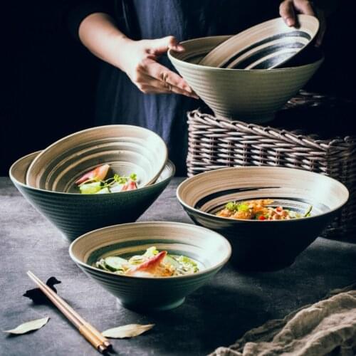 Japanese Ramen Bowl Large Size Household Bowl and Plate Tableware Set Ceramic Bowl Ajisen Bowl Beef Noodle Soup Bowl Kawaii Bowl