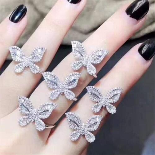 Sexy Butterfly Diamond Ring Real 925 sterling silver Jewelry Engagement Wedding band Rings for Women Bridal Party accessory Gift