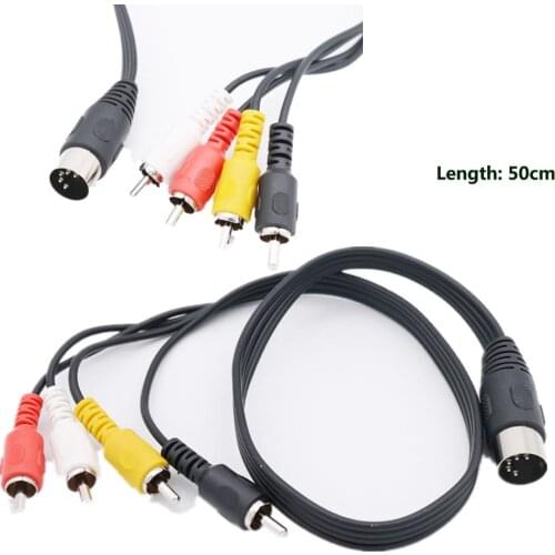 1pc Black Din 5 Pin Male Plug to 4x RCA Phono Male Sockets Adapter Audio Video Cable Cord 50cm