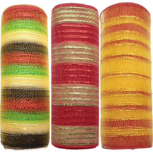 10yards Metallic Foil Deco Poly Mesh Ribbon Gift Wrapping DIY Sewing Wrapping Art Sewing Bow-knot Crafts Home Packing,10Yc15698