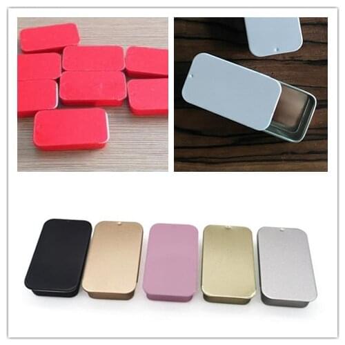 100pcs 6*3.4*1cm Sliding Tins silver black white gold pink red 0.5oz Salve Lipbalm Box 15ml Jar Container Gift Pots Slide Top