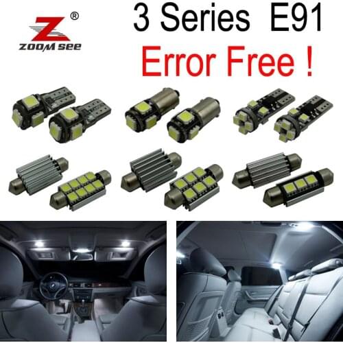 19pcs License plate LED Bulb + Interior dome map Light Kit for BMW 3 series E91 325xi 328i 328xi 325d 320d 330d Touring (06-12)