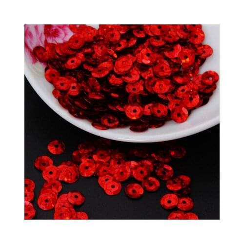 50g(1650pcs) 8mm Cup Laser Bright Sequin Round Paillettes Sewing Wedding Craft Embossing 9 Red Cup Laser