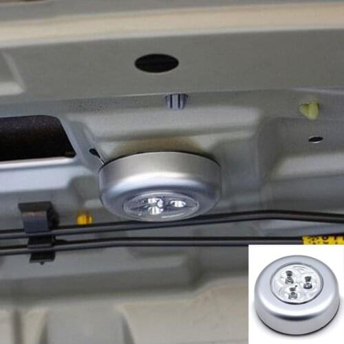 3 LED Car Emergency Light Battery Powered Tap Push Night LED 3W Lamp Interior Stick Round Car Reading Light G8F9