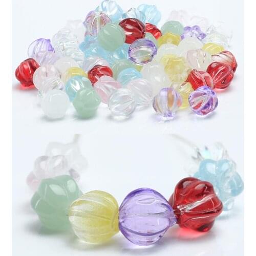 8x9mm 20pcs Pumpkin Flower Czech Crystal Glass Beads Multicolor Glaze Loose Spacer Beads for Jewelry Making DIY Necklace Earring
