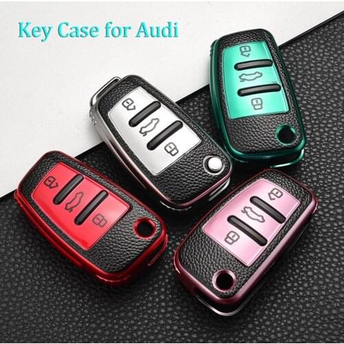 Car key case cover for audi a3 8p 8v a4 b7 b8 b5 b9 a1 a5 q7 q5 a6 4f c6 c5 c7 q3 s3 a7 a8 c4 tt 8n remote keychain PU TPU