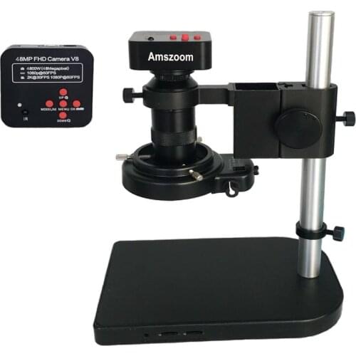 2021 New 48MP HDMI-Compatible USB Digital Microscope Camera+Mini Stand +56 LED Lights Lamp For Jewelry PCB Phone Repair Tool Kit