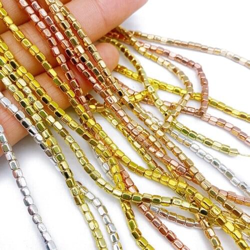 Rose Gold Silvers Hematite Natural Stone Pentagon 3mm Spacer Loose Beads For Trendy Jewelry Making DIY Charm Necklace Bracelet