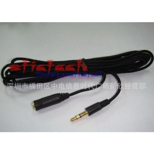 By dhl or ems 200 pcs 3.5mm Male to Female Audio Cloth Cable 10Ft 3M Stereo Earphone Extension Cable Black Hot New
