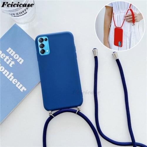 For OPPO Reno 5 5G Reno5 Pro Strap Cord Chain Lanyard Silicone Case For OPPO Reno5 Reno 5 Z F Pro 5 Lite 5Z 5F 6 2z Back Cover