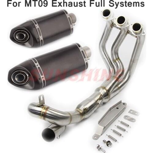 For YZF YAMAHA FZ09 MT09 Motorcross Exhaust Front Pipe Motorcycle Muffler Full Systems Modified Escape Moto Carbon Fiber Steel