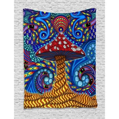 Simsant Trippy Mushrooms Tapestry Colorful Abstract Art Wall Hanging Tapestries for Living Room Home Dorm Decor Banner