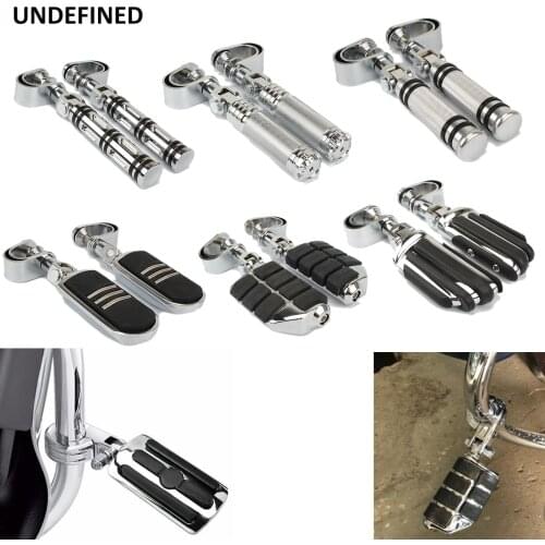 Motorcycle Highway Pegs Pedal 1" 1.25" Crash Bar Clamp Mount Engine Guard Footpeg Footrests For Harley FLH for Honda Yamaha Bolt