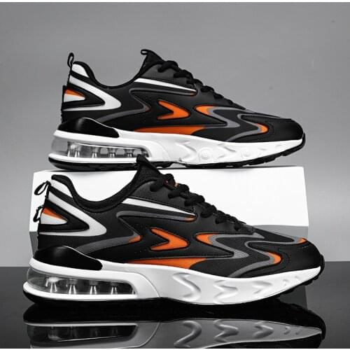 2021 New Man Sneakers Black Sport Shoes Breathable Marathon Running Shoes Men Mesh Shoes Light Cushion Jogging Walking Sneakers