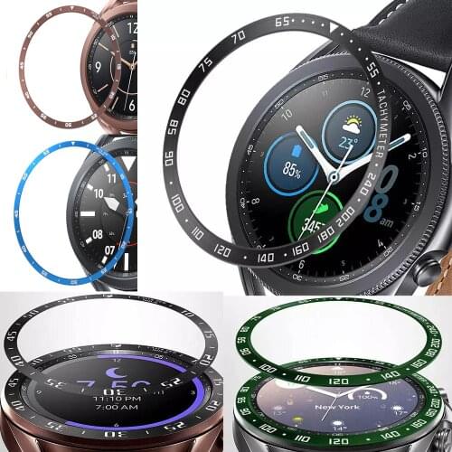 Hot Steel Bezel Ring Metal Cover For Samsung Galaxy Watch 3 45mm 41mm Strap Adhesive Case Smart Watch Galaxy Watch3 Accessories