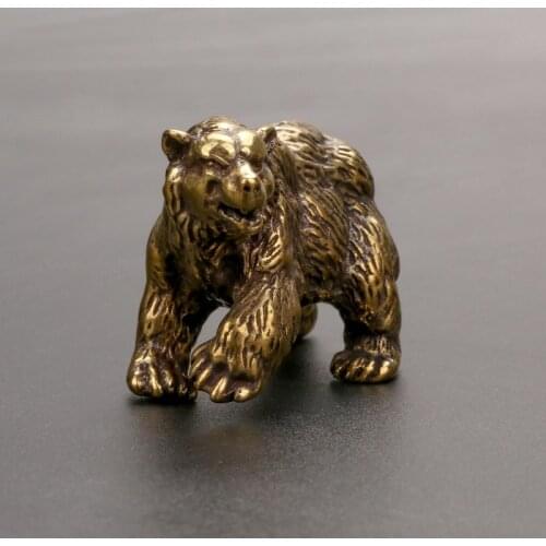 Copper Dog Bear Miniatures Brown Bear Figurines For Home Decoration Office Small Ornaments Tea Pet Antique Small Bronze Ware