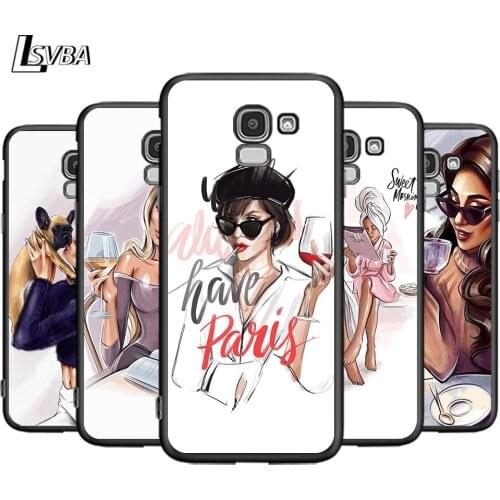 Fashion Girl Coffee For Samsung Galaxy J2 J3 J4 Core J5 J6 J7 J8 Prime duo Plus 2018 2017 2016 Silicone Phone Cover