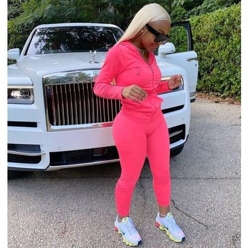 Autumn Two Piece Set Women Long Sleeve Hooded Cardigan Sporty Jackets Leggings Matching Sets Workout New Slim Fit Sports Outfits