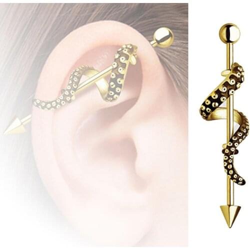 Hot Sales 1Pc Men Women Arrow Punk Barbell Wrapped Octopus Tentacle Earring Body Piercing