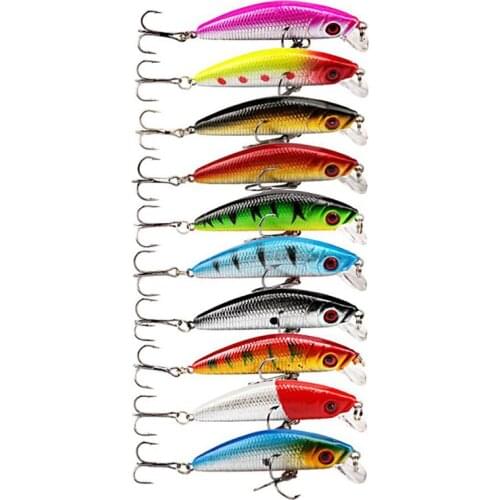 10Pcs/Lot Minnow Fishing Lures 7cm 8g 6# Hooks Sinking Fish Wobbler Crankbait Artificial Japan Hard Bait Swimbait
