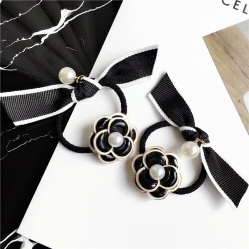 Women Lady Fashion Elastic Hair band alloy Camellia Hair Rubber bands Rope Headbands Hair Accessories for Women & Girls