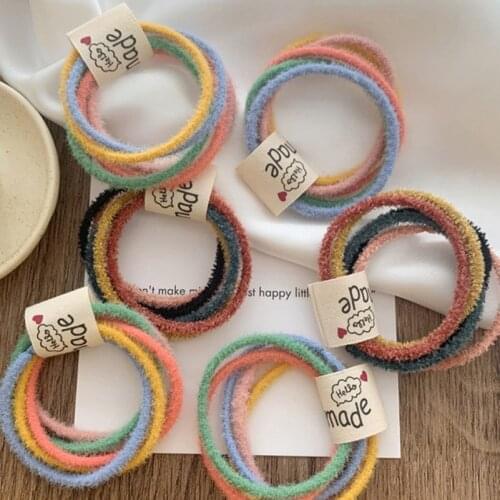 5Pcs/Set Girls Candy Colors Hair Ties Rope Rubber Bands Children Safe Elastic Hair Bands Ponytail Holder Kids Hair Accessories