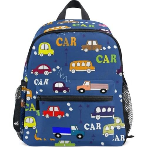 ALAZA School bag for kids Kindergarten Preschool Bag boy Small Children Suitable for 3-8 years old blue Backpack car Cartoon bag
