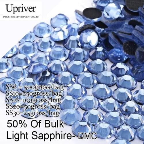 Bulk Packing Shiny Stones Flatback Best Quality SS6 SS10 SS16 SS20 SS30 Lt.sapphire Hotfix Rhinestones
