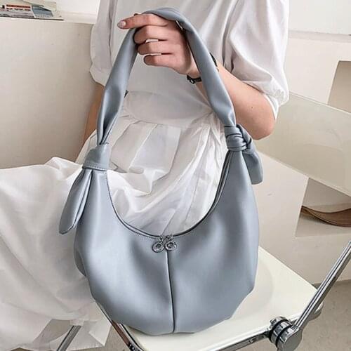 Fashion Designer Women Handbags Luxury Single Shoulder Bags Knotted Plain Leather Summer Armpit Hobos Bag For Woman