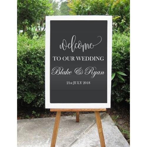 "DECALS ONLY" Personalised Wedding Vinyl Sticker Welcome To Our Wedding Custom Name And Time Waterproof Decor WD02