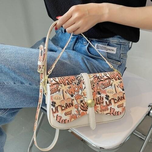 High Quality Women Small Pu Leather Shoulder Bag Designer Ladies Graffiti Crossbody Bags Fashion Female Handbags Messenger Bag