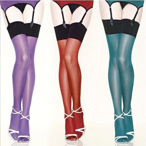 30d Women Thigh High Stockings Multicolor Long Shiny Glossy Over Knee Oil Flashing Leggings Sexy medias pantalones mujer