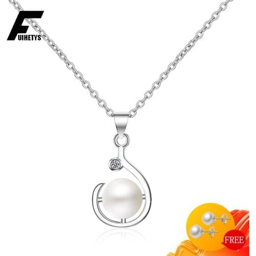 Fashion Necklace S925 Sterling Silver Jewelry with Freshwater Pearl Zircon Gemstone Pendant Accessories for Women Wedding Party