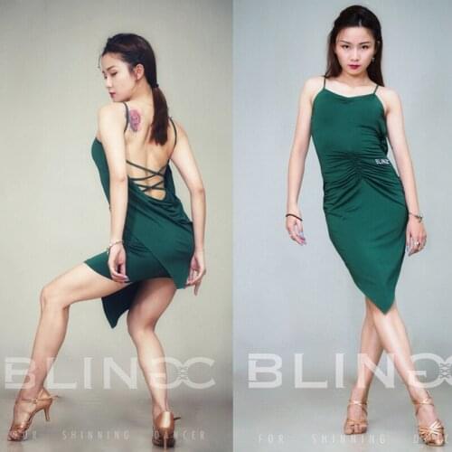 Sexy Latin Dance Dress Summer Backless Green Dresses Women Practice Clothes Club Dancer Tango Flamengo Performance Dancewear 645