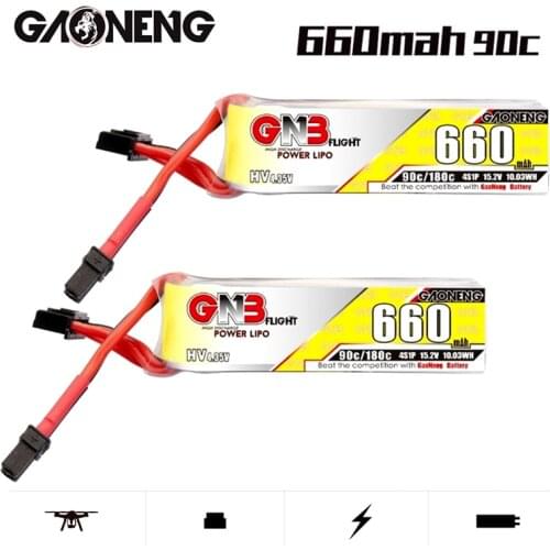 1-2Pcs GAONENG GNB for Beta85X Whoop Quadcopter FPV RC Racing Drone 15.2V 660mAh 4S Max 180C HV Lipo Battery With XT30U-F Plug