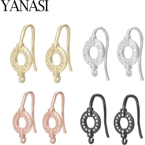 1 Pair Round Brass Earring Hooks With High Quality Zircon Accessories for Jewelry Making Hand made Diy Earrings Jewellery