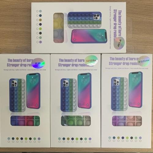 10Pcs/AAAAA Push Stress Fidget Toys Bubble Wrap Silicone Phone Case For iPhone 7 8 Plus X XR XS 11 12 Pro Max Soft Cover Box