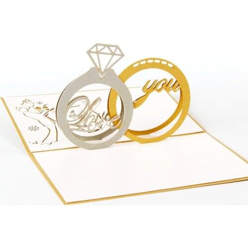 3D Laser Cut Handmade Carving I LOVE YOU Diamond Ring Paper Invitation Greeting Cards PostCard Wedding Anniversary Propose Gift