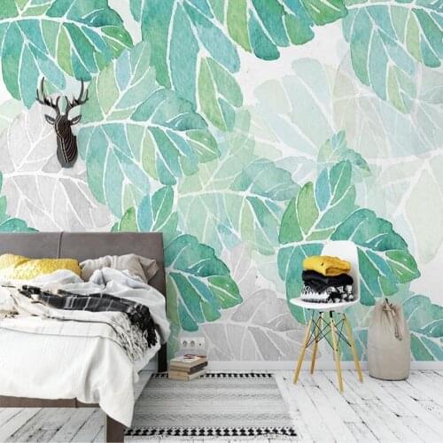 3D Wallpaper For Walls Nordic Fresh Simple Leaves Photo Wall Murals Bedroom Study Living Room Backdrop Wall Home Decor Frescoes
