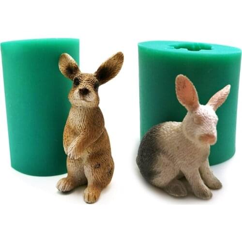 3D Silicone Rabbit Cake Decorative Mold Easter Rabbit Animal Modeling Candle Mold Gypsum Resin Mold