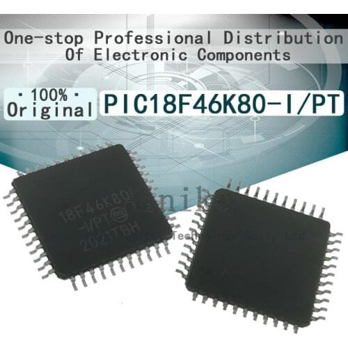 5/Pcs PIC18F46K80-IPT New Original SMD TQFP-44（10x10）8-bit Microcontroller IC MCU 64MHz 64KB（32K x 16）Flash memory