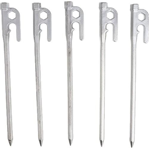 5pcs/set Stainless Steel Outdoor Hiking Camping Awning Tent Ground Stakes Pegs Nails 7.87''/9.84''/11.8