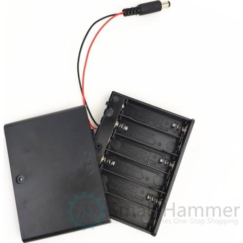 1pcs No. 5 six-section battery box with switch, DC plug, DC male head AA battery box