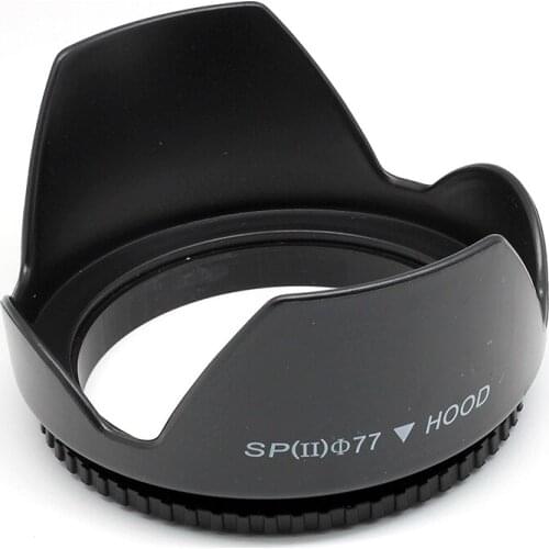 77mm Plastic Standard Crown Petal Screw-on Lens Hood + Lens Cap 77 mm for Canon Nikon Sony Olympus Pentax