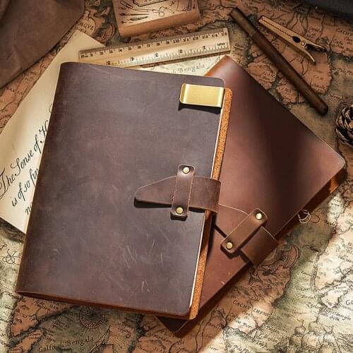 Genuine Leather Notebook A5 Size Vintage Cowhide Leather Notepad Vintage Diary Sketchbook Office Business