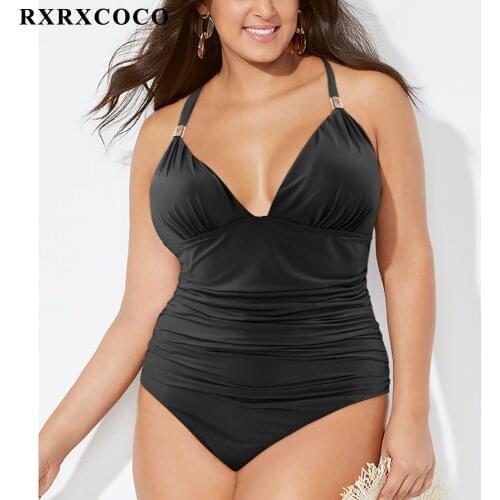 RXRXCOCO One Pieces Swimsuit Sexy Women Solid Monokini Halter Swimwear Padded Bathing Suit Bodysuit Swimming Suit 2019 Beachwear